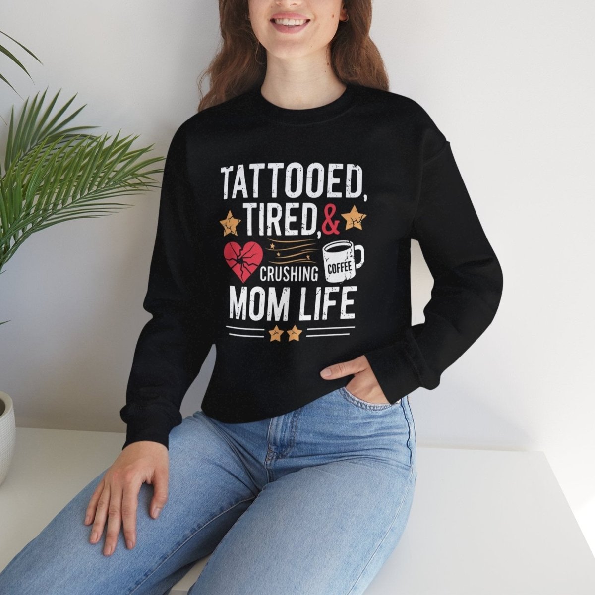 Tattooed, Tired, & Crushing Mom Life Unisex Crewneck Sweatshirt - Tattoo Unleashed