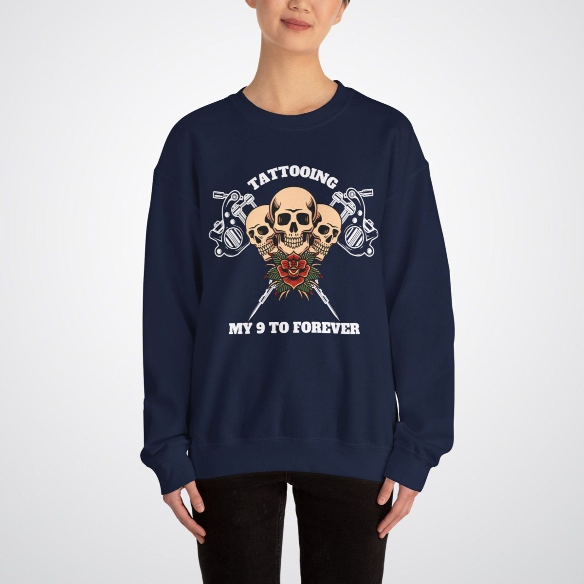 Tattooing my 9 to forever Unisex Crewneck Sweatshirt - Tattoo Unleashed