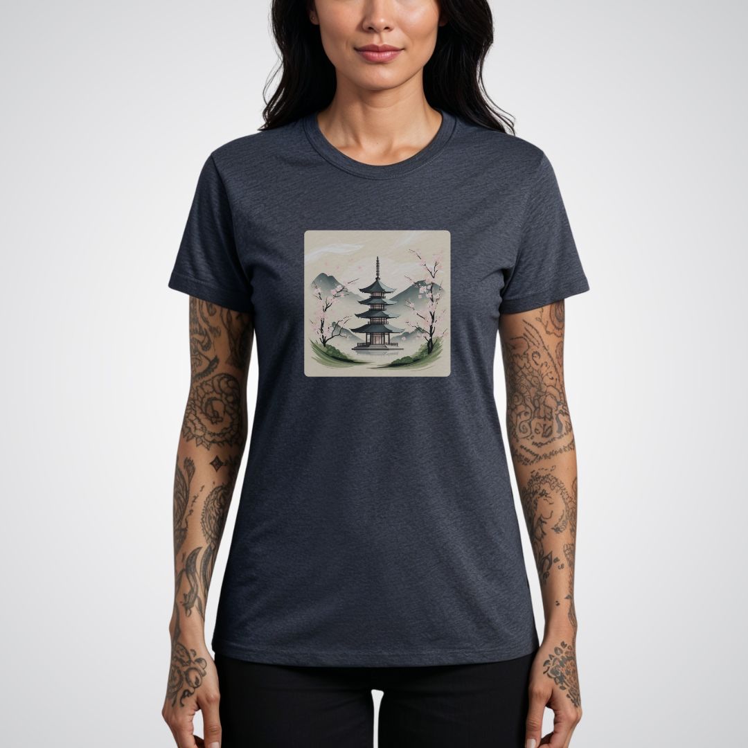 Traditional Japanese Pagoda Tattoo Unisex T-Shirt - Tattoo Unleashed