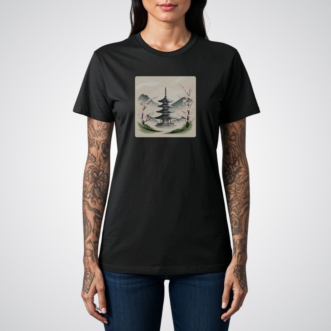 Traditional Japanese Pagoda Tattoo Unisex T-Shirt - Tattoo Unleashed