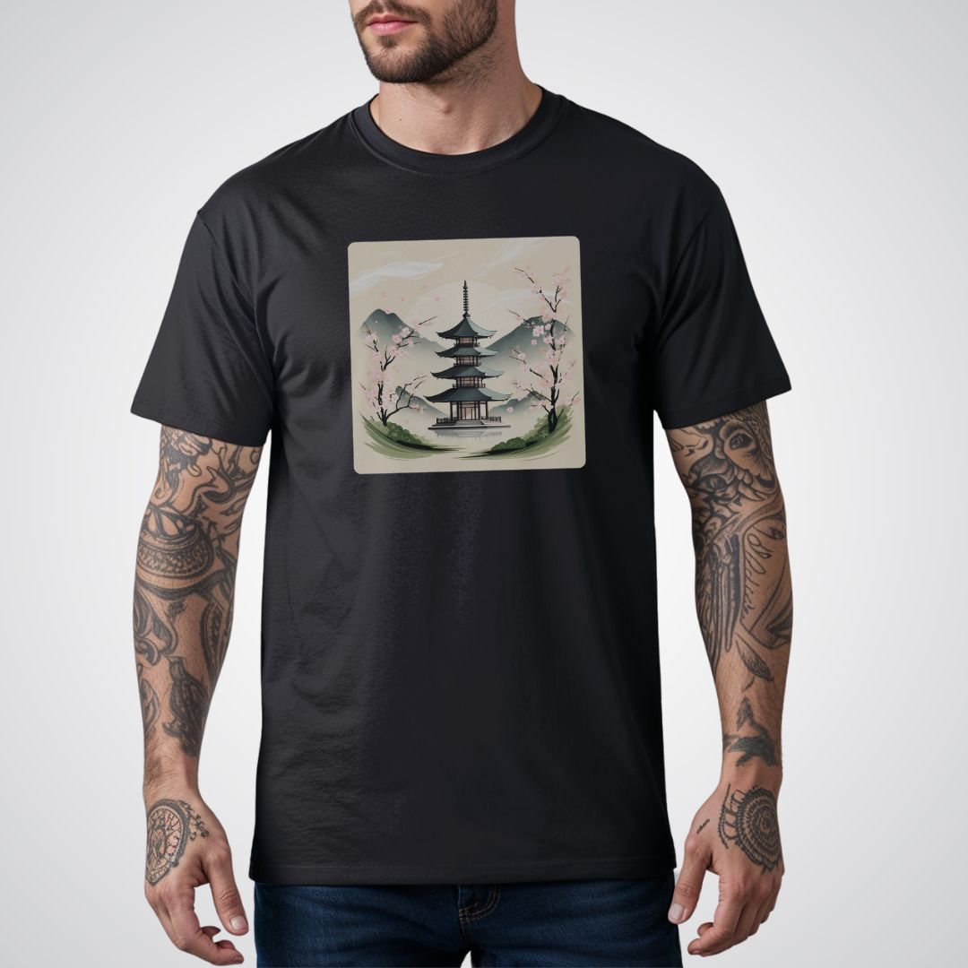 Traditional Japanese Pagoda Tattoo Unisex T-Shirt - Tattoo Unleashed