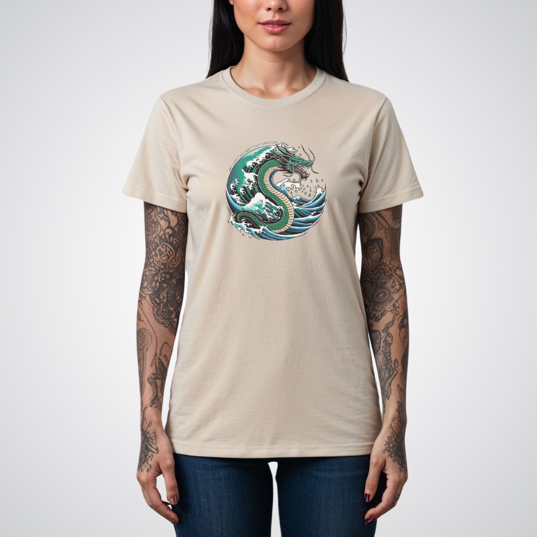 Water Dragon with Waves Japanese Tattoo Unisex T-Shirt - Tattoo Unleashed