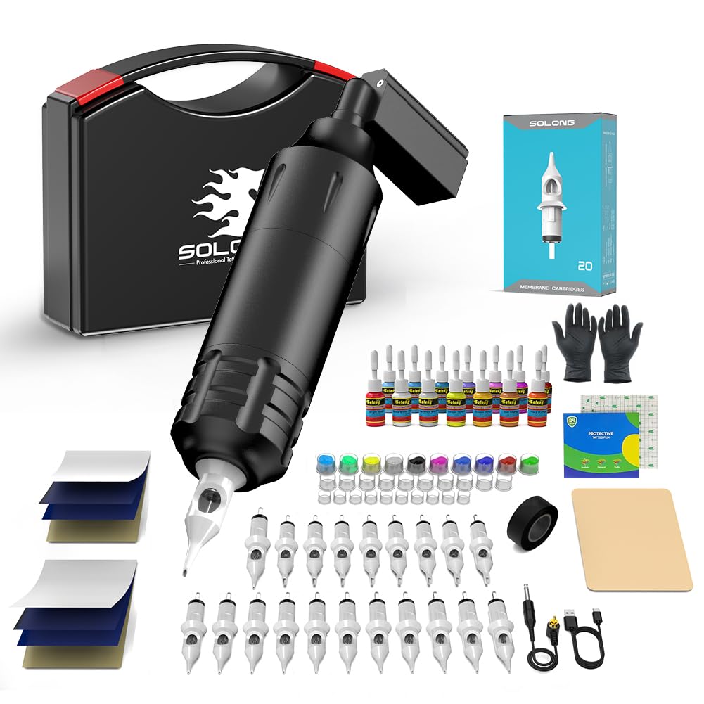 Wireless Rotary Tattoo Pen Machine Kit by Solong SLP1KIT02D - 1 - US - Black - Tattoo Unleashed