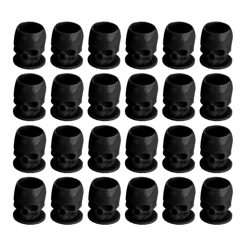 Yilong Black Disposable Tattoo Ink Caps Skull with Stable Base - 100pcs - Tattoo Unleashed