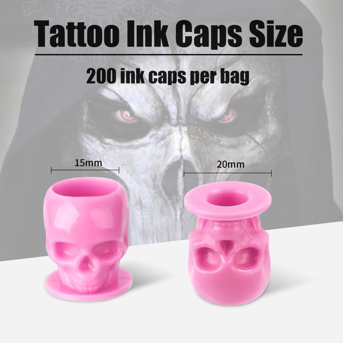 Yilong Pink Disposable Tattoo Ink Caps Skull with Stable Base - 100pcs - Tattoo Unleashed