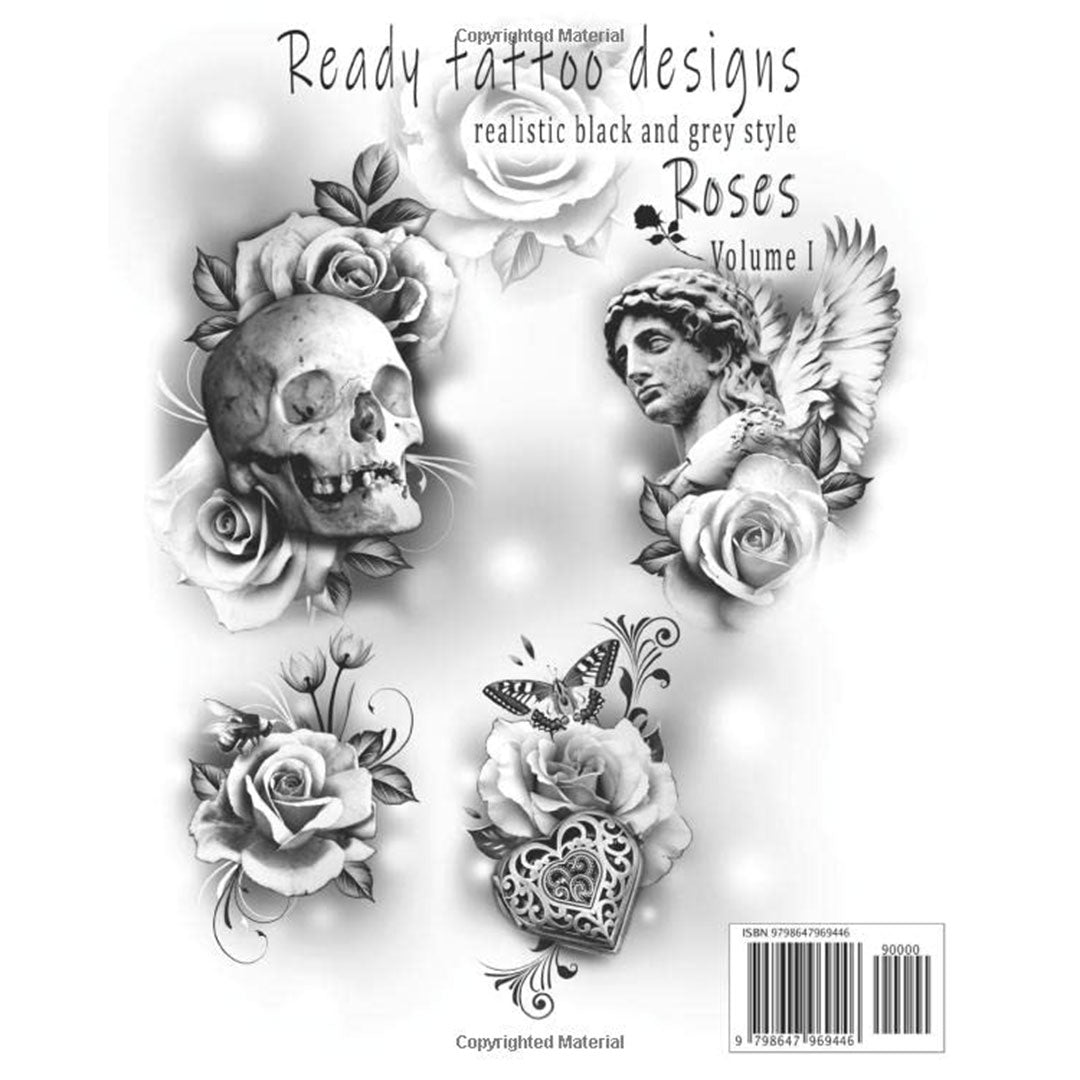 Realistic black and grey tattoo rose designs