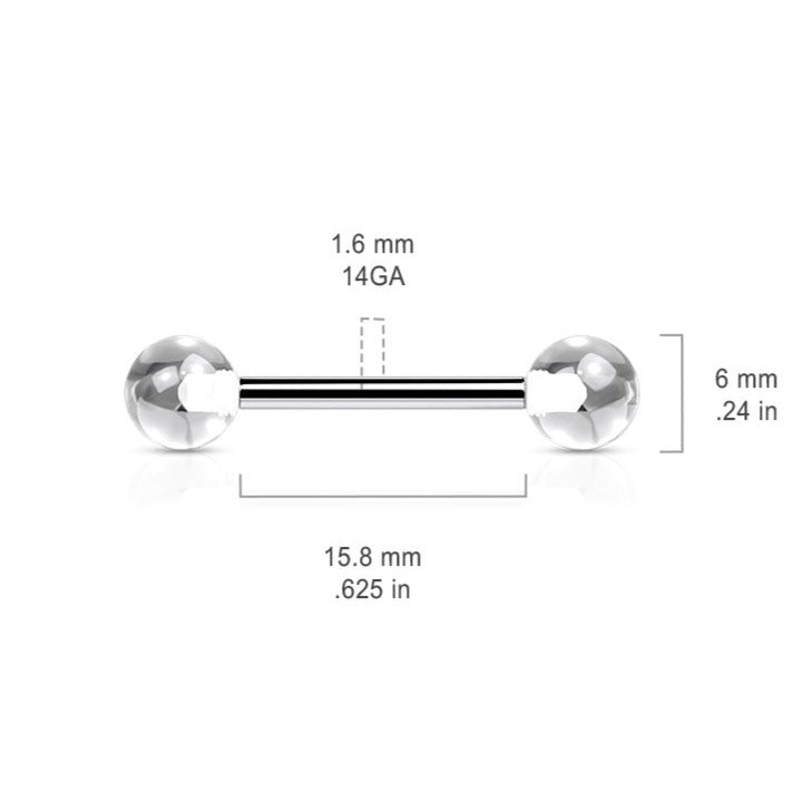 Straight Barbell w/ Acrylic Ball - 14GA