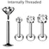 Labret Steel Prong Set Large CZ